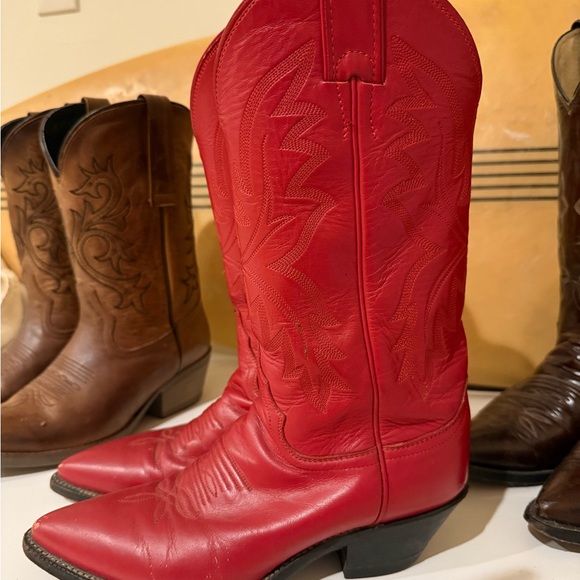 Justin Boots Red Cowboy Boots - Picture 4 of 5